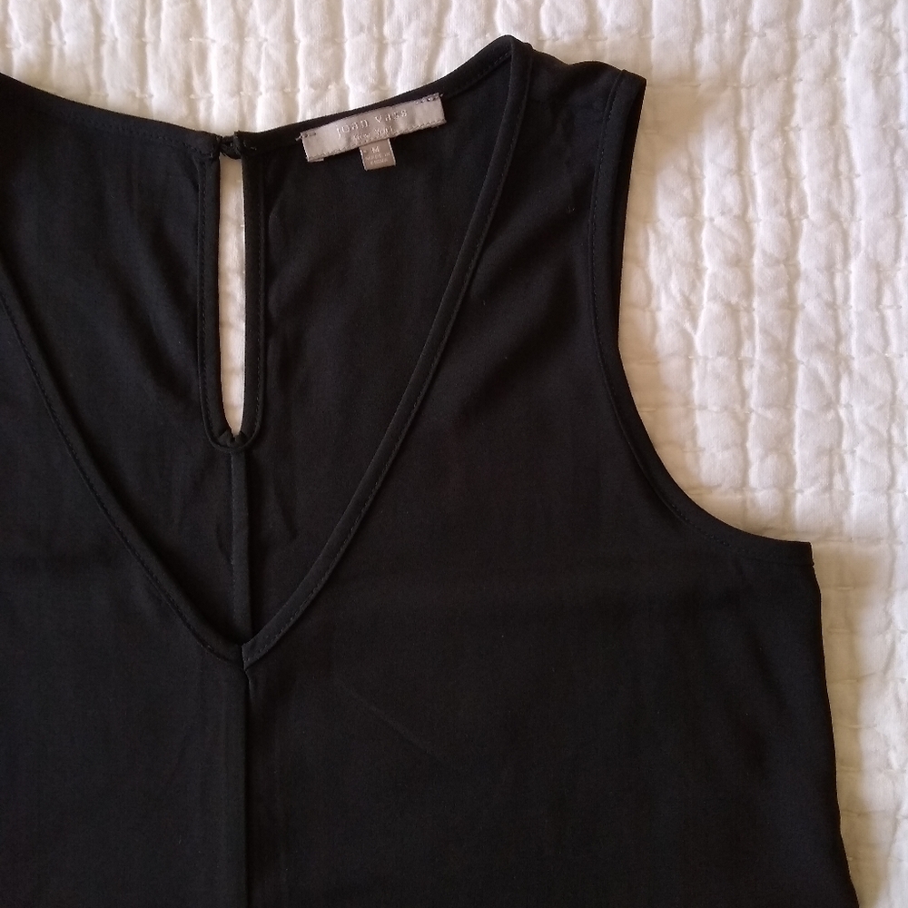 Joan Vass Black Minimalist Midi Dress M